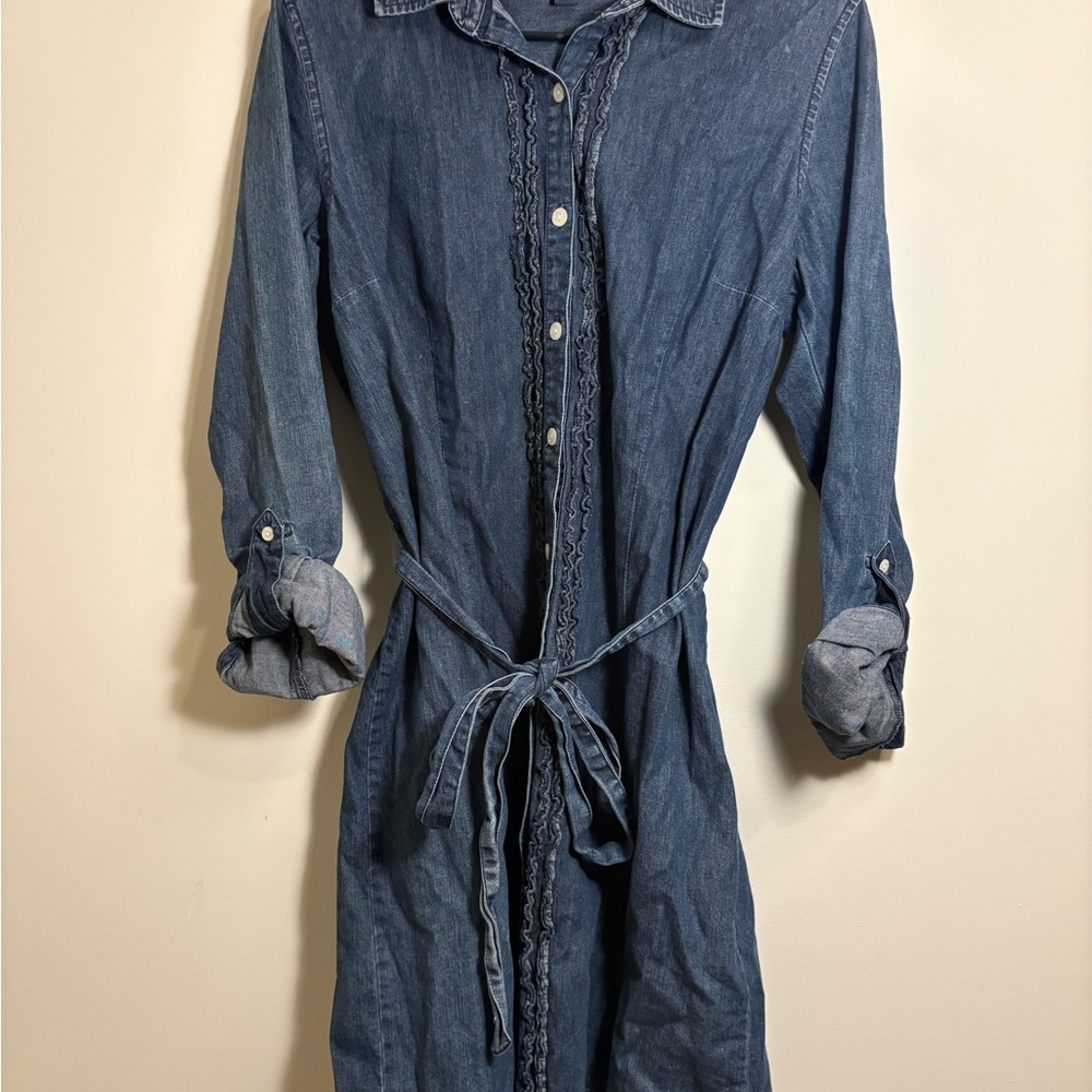 Tommy Hilfiger Dark Blue Denim Shirt Dress with Tie Waist